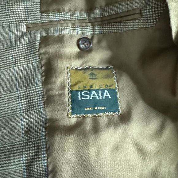 Vtg Isia Blazer Sport Coat 40S (50 it) Mens Brown Check Wool - Picture 11 of 12